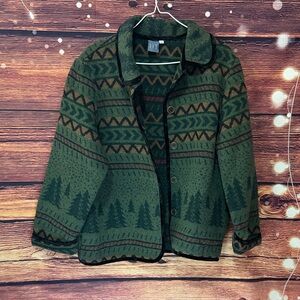 IVY Women's Forest Green Patterned Jacket Vintagr 90’s